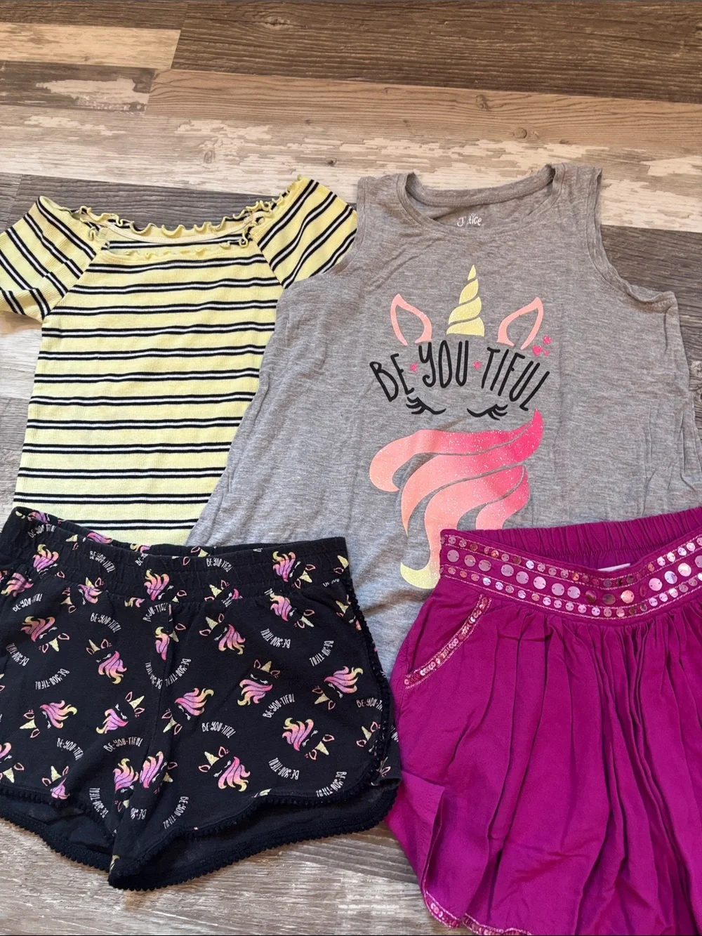 Justice Girls 4-Piece Clothing Bundle – Skort, Shorts, Tank Top & Blouse